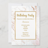 White marble Roos Gold dubbelzijdig BIRTHDAY Kaart (Voorkant)