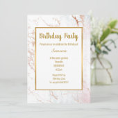 White marble Roos Gold dubbelzijdig BIRTHDAY Kaart (Staand voorkant)