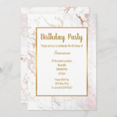 White marble Roos Gold dubbelzijdig BIRTHDAY Kaart (Voorkant / Achterkant)