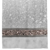 White marble Roos Gold Glitter Stripe Glam #1 Douchegordijn (Voorkant)
