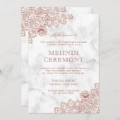 White Marble Roos Gold Lace Islamic Mehndi Kaart (Voorkant / Achterkant)