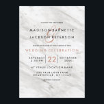 White marble Roos Gold Modern Wedding Invitations Kaart<br><div class="desc">Wit Marmer & Roos Goud Moderne bruiloft uitnodigingen Met trendy penseel script lettertype! ~ Controleer mijn winkel om de volledige bruidssuite voor dit ontwerp te zien!</div>