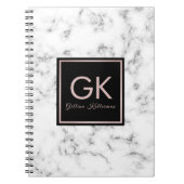 White Marble Roos Gold Monogram Notitieboek (Voorkant)