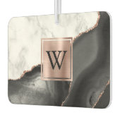 White Marble Rose Gold Black Agate Monogram Luchtverfrisser (Links)