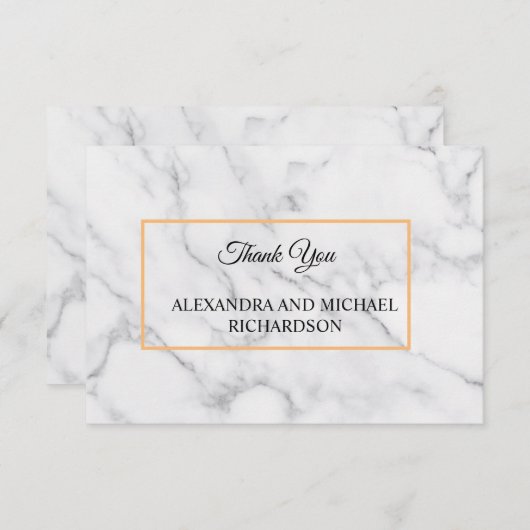 White Marble Script Bedankkaart (Voorkant / Achterkant)