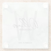 White Marble Script Specialized Groomsman's Name Glazen Onderzetter (Achterkant)