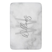 White Marble Script Specialized Monogram and Name Badmat (Voorkant Verticaal)