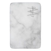 White Marble Script Specialized Monogram and Name Badmat (Voorkant Verticaal)