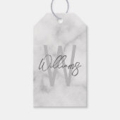 White Marble Script Specialized Monogram and Name Cadeaulabel (Voorkant)