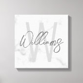White Marble Script Specialized Monogram and Name Canvas Afdruk (Voorkant)
