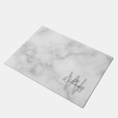 White Marble Script Specialized Monogram and Name Deurmat (Schuin)