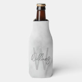 White Marble Script Specialized Monogram and Name Flesjeskoeler (Fles Voorkant)