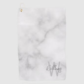 White Marble Script Specialized Monogram and Name Golfhanddoek (Voorkant)
