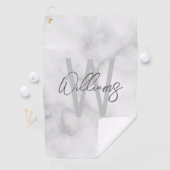 White Marble Script Specialized Monogram and Name Golfhanddoek (Insitu)