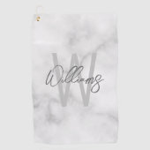 White Marble Script Specialized Monogram and Name Golfhanddoek (Voorkant)