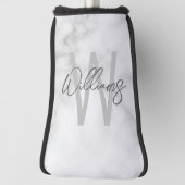 White Marble Script Specialized Monogram and Name Golfheadcover (Draai 90)