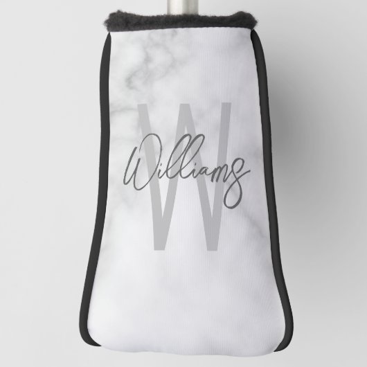 White Marble Script Specialized Monogram and Name Golfheadcover (Draai 90)