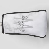 White Marble Script Specialized Monogram and Name Golfheadcover (Voorkant)