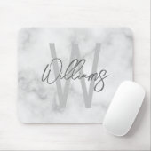 White Marble Script Specialized Monogram and Name Muismat (Met muis)