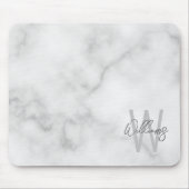 White Marble Script Specialized Monogram and Name Muismat (Voorkant)