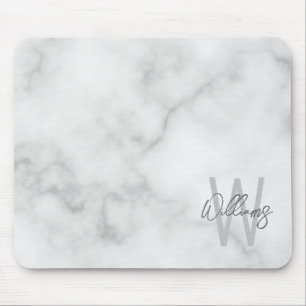 White Marble Script Specialized Monogram and Name Muismat