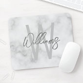 White Marble Script Specialized Monogram and Name Muismat