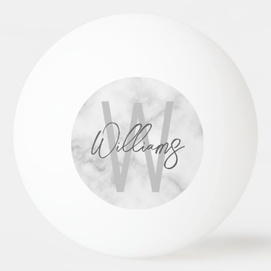 White Marble Script Specialized Monogram and Name Pingpongbal (Voorkant)