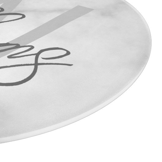White Marble Script Specialized Monogram and Name Snijplank (Hoek)