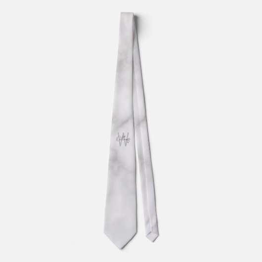 White Marble Script Specialized Monogram and Name Stropdas (Voorkant)