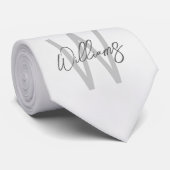White Marble Script Specialized Monogram and Name Stropdas (Opgerold)