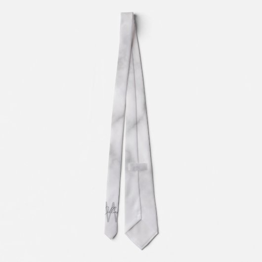 White Marble Script Specialized Monogram and Name Stropdas (Achterkant)