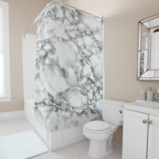 White Marble Shower Curtain Douchegordijn (In situ)