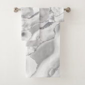 White Marble Silver Glitter Agate Elegant Bad Handdoek (Insitu)