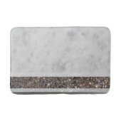 White marble Silver Glitter Stripe Glam #1 Badmat (Voorkant)