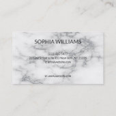 White Marble Silver Glitter Visitekaartje (Achterkant)