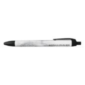 White Marble Silver Glitter Zwarte Inkt Pen (Bovenkant)