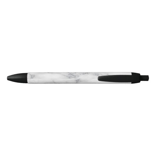 White Marble Silver Glitter Zwarte Inkt Pen (Achterkant)