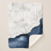 White marble Silver Navy Blue Agate Sherpa Deken (Voorkant)