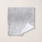White marble Silver Ombre Glitter Glam #1 Bad Handdoek (Wasdoekje)
