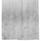 White marble Silver Ombre Glitter Glam #1 Douchegordijn (Voorkant)