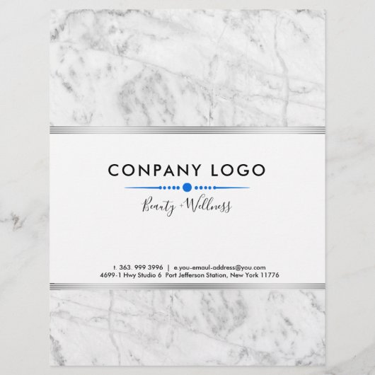 White Marble Silver Stripe Accent Flyer (Achterkant)