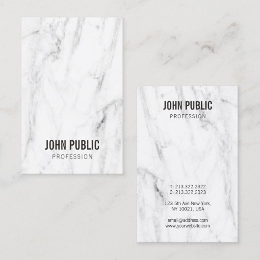 White Marble Sjabloon Simple Moderne Professional Visitekaartje (Voorkant / Achterkant)
