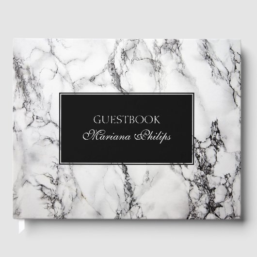 White marble Stone Black-accessoires Gastenboek (Voorkant)