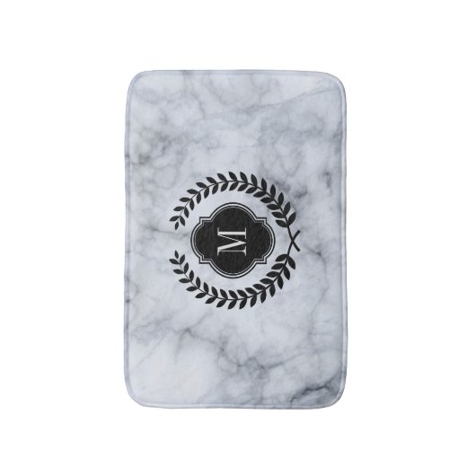 White marble Stone Black Wreatcrest Badmat (Voorkant Verticaal)