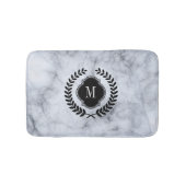 White marble Stone Black Wreatcrest Badmat (Voorkant)