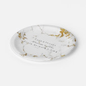 White marble Stone Carrara Golden Strokes Minimal Papieren Bordje (Gekanteld)