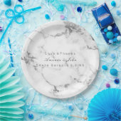 White Marble Stone Carrara Gray Silver Minimal Papieren Bordje (Feest)
