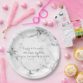 White Marble Stone Carrara Gray Silver Minimal Papieren Bordje (Feest)