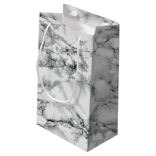 White marble Stone Gift Bag Modern Design Klein Cadeauzakje (Achterkant Gekanteld)