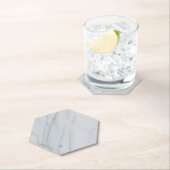 White Marble Stone Hexagon Paper Onderzetter (Insitu)